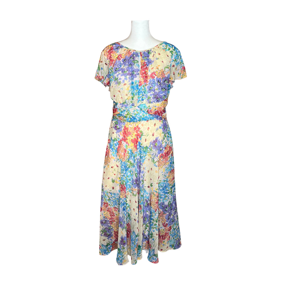 Vtg 90s K Studio Collection Floral Maxi Dress 12 Artsy Romantic Feminine Wedding
